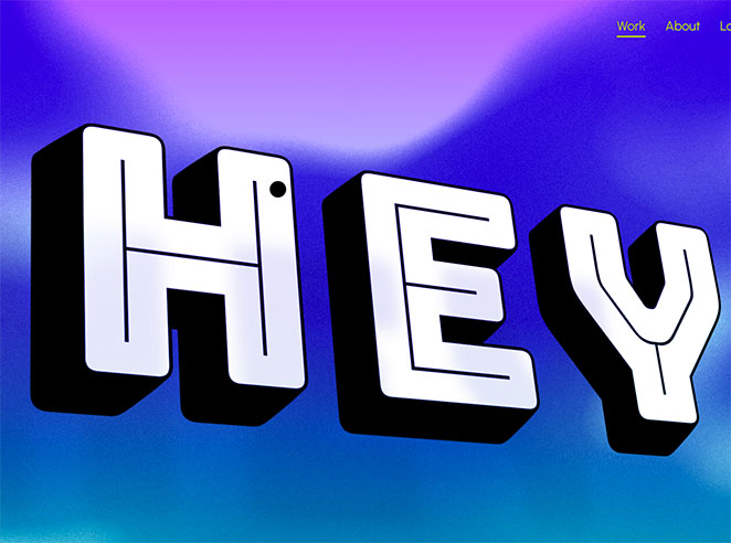 3D Typography website example