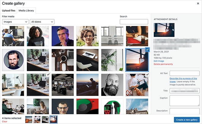 Select images for Jetpack image carousel