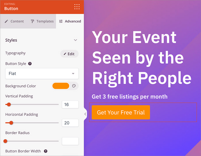 cta-button-color - SeedProd Color palette options for customizing CTA buttons inside SeedProd’s visual editor.