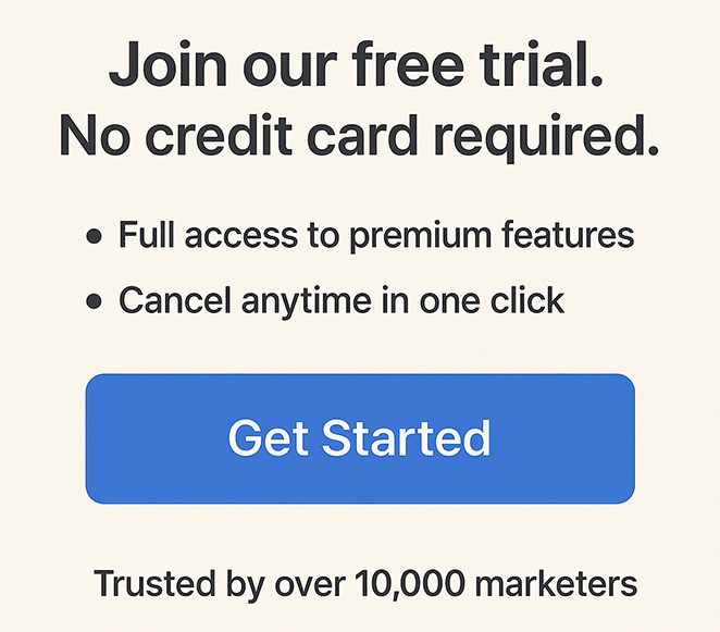 cta-optimized-copy - SeedProd Example layout of a CTA block with a headline, benefits list, and trust signal placed above the CTA button.