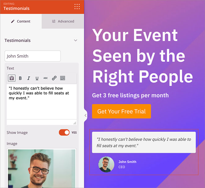 cta-social-proof - SeedProd Example of a call-to-action section with a testimonial block placed directly below the CTA button.