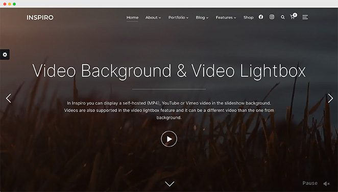 Inspiro multipurpose WordPress theme for video and image portfolios