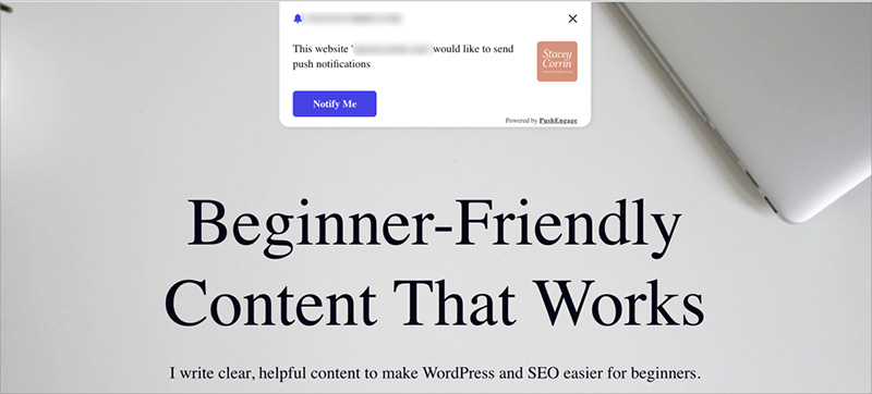 Browser prompt example asking user to allow notifications