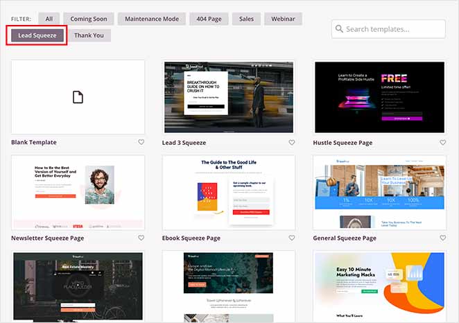 SeedProd Squeeze page templates