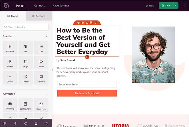 WordPress drag and drop landing page builder