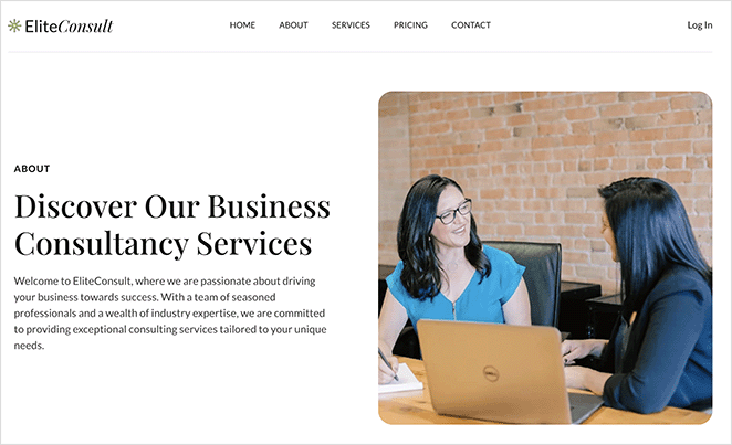 Example of how to create an about us page in WordPress