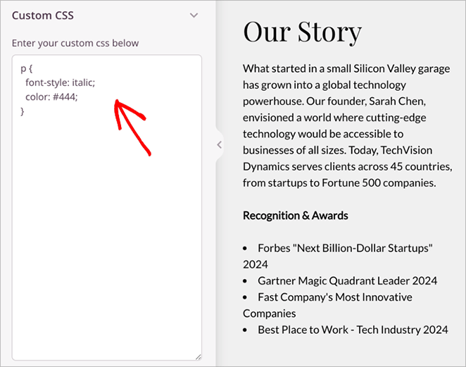 how to add custom CSS in WordPress landing page using SeedProd 