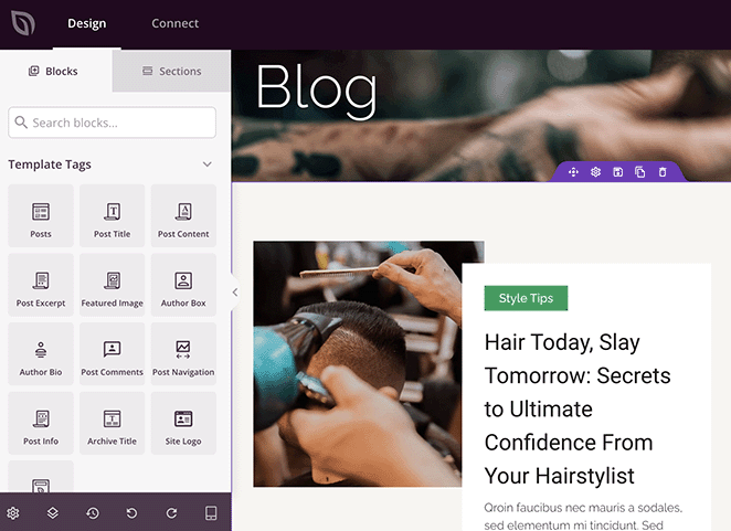 blog-layout-seedprod - SeedProd Blog page layout in SeedProd drag-and-drop page builder