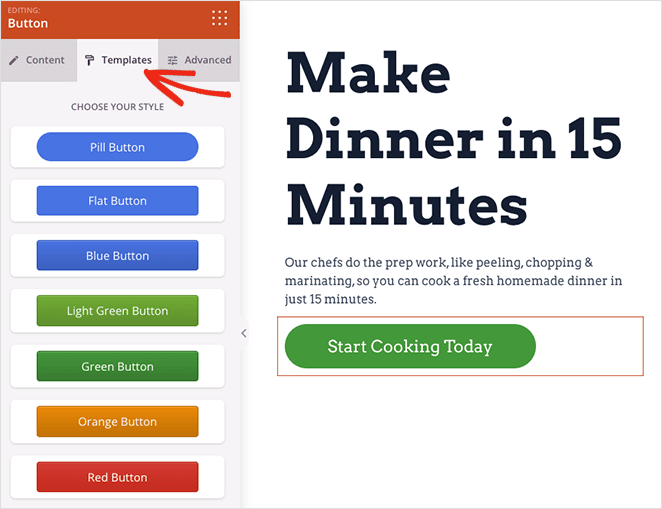 cta-button-templates - SeedProd Screenshot of SeedProd’s button style options including various colors, shapes, and layouts.