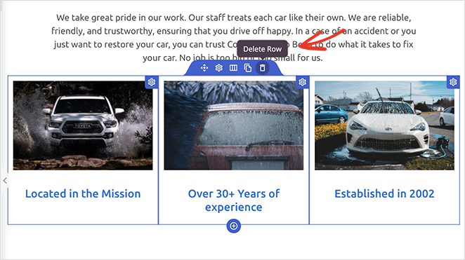 Supprimer les blocs de contenu dans le constructeur WordPress SeedProd