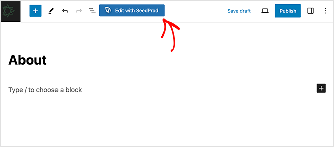 Editing a new page in WordPress with SeedProd
