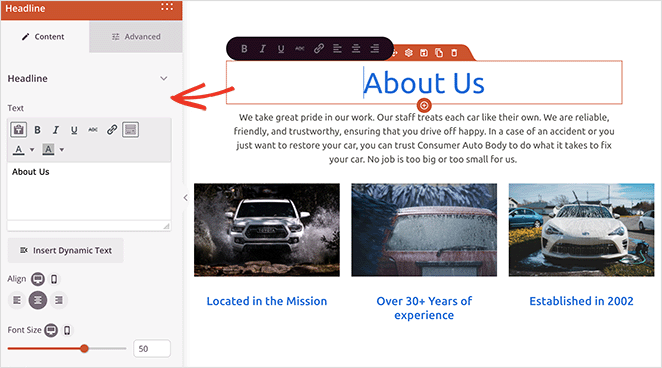Modifier le titre d'une page de service dans WordPress
