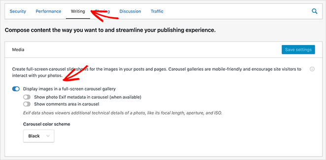 Turn on Jetpack full-screen carousel galleries