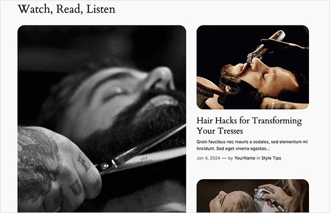 example-blog-layout-using-WordPress-full-site-editor - SeedProd Final example of changing blog layout using WordPress full site editor