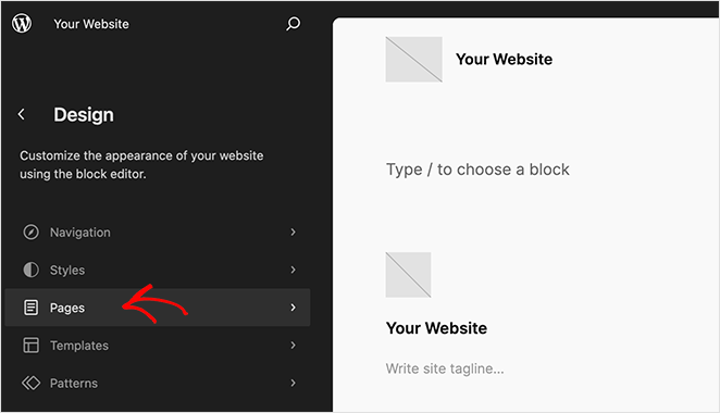 full-site-editor-pages-option - SeedProd WordPress full site editor pages option