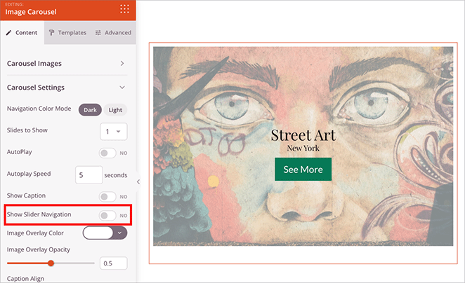 hide-slider-navigation - SeedProd Showing and hiding the Slider navigation controls in SeedProd's image carousel block