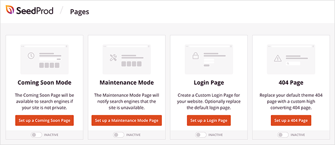 Choose a landing page mode in SeedProd