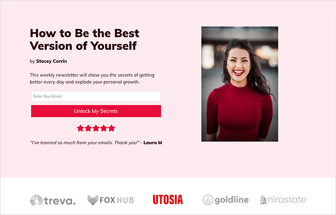Example of a free WordPress landing page created with SeedProd