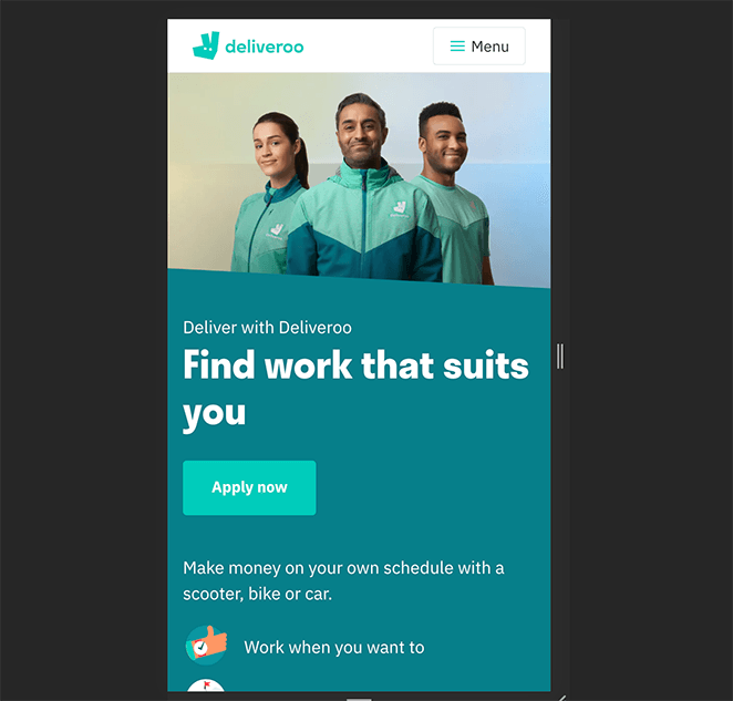 Example of a mobile CTA button
