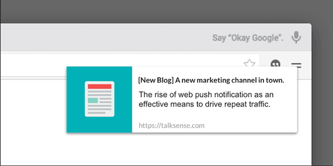 Example of a web push notification on desktop