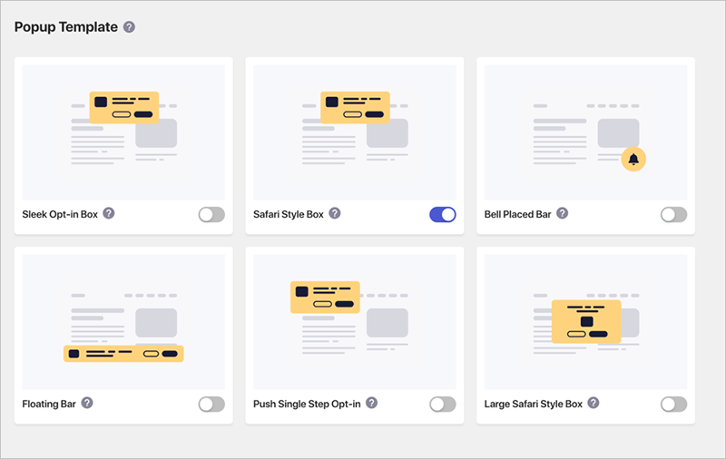 Template options for PushEngage opt-in popup