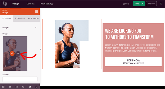 Replace default images in your free WordPress landing page