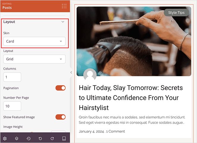 seedprod-blog-layout-card-skin - SeedProd Posts block layout options with different Skin choices