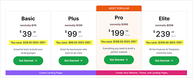 SeedProd pricing page