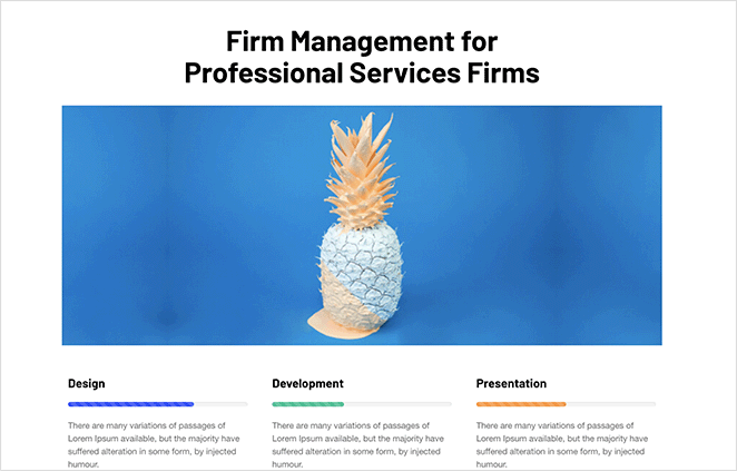Mise en page de la section service en 3 colonnes créée avec SeedProd